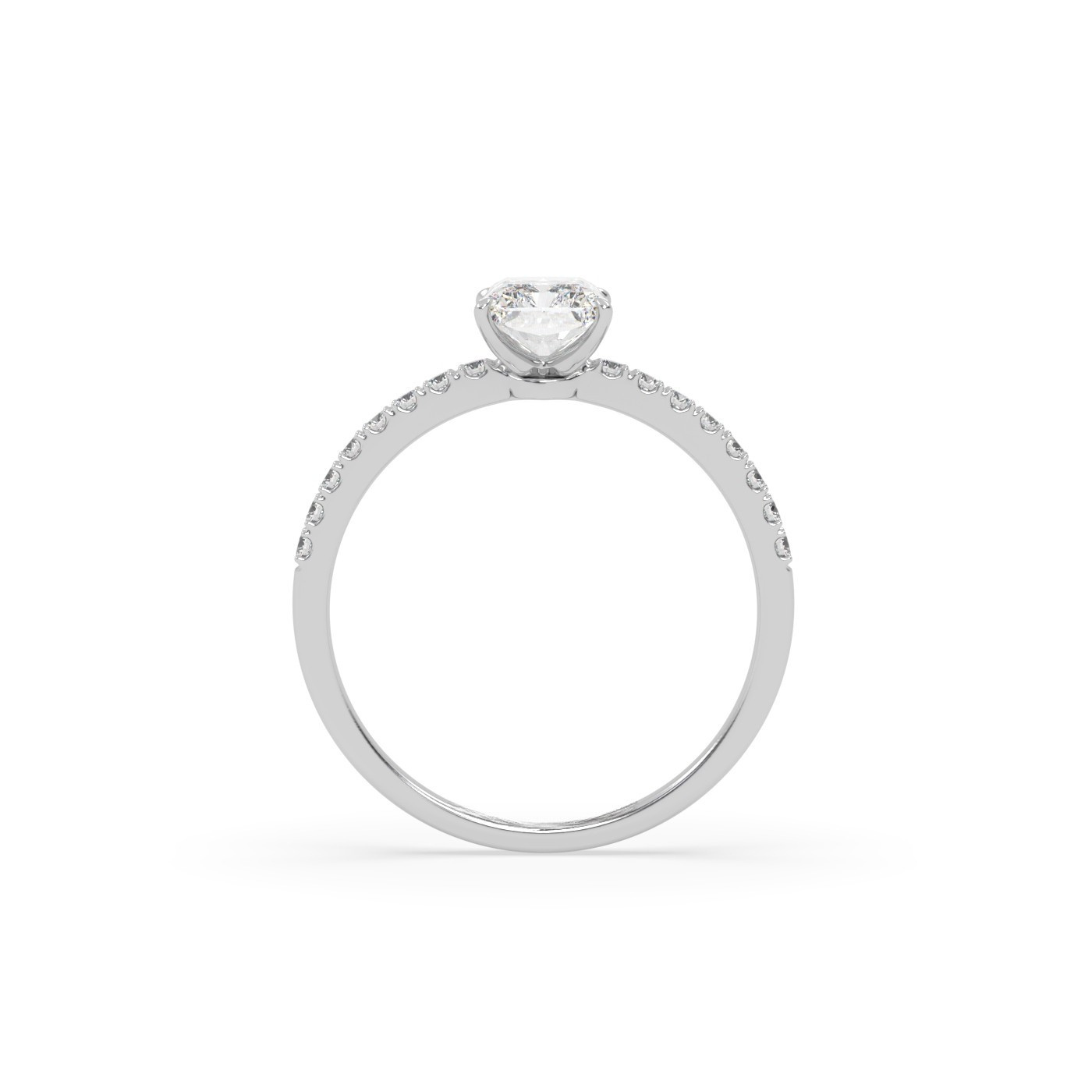 Pierścionek z Białego Złota 18k z Diamentem o Szlifie Radiant i Obrączką Pavé