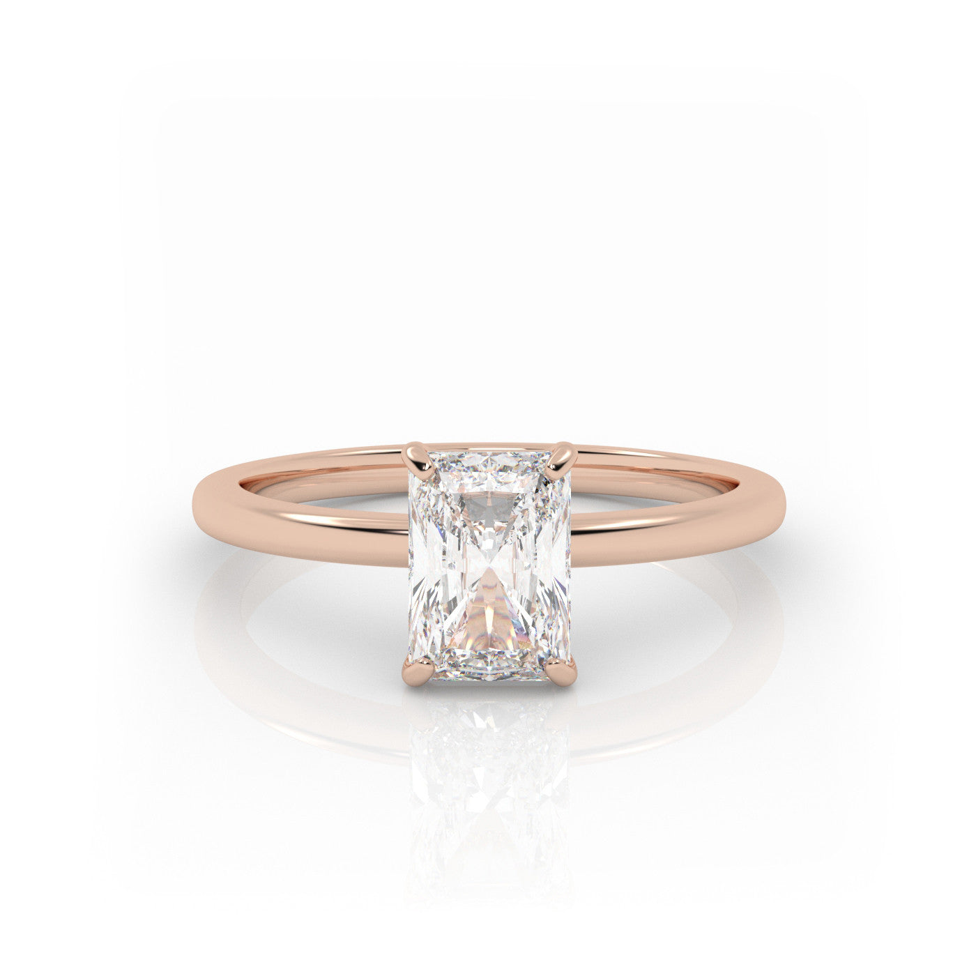 Pierścionek Zaręczynowy Solitarny z Różowego Złota 18k z Diamentem o Szlifie Radiant