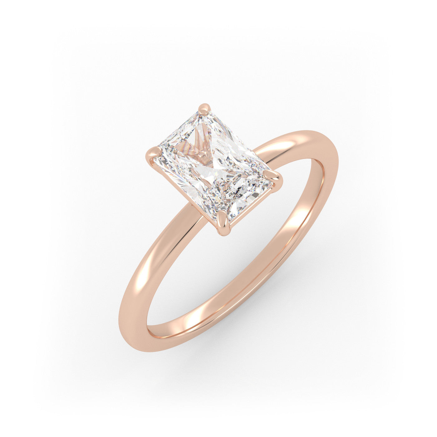 Pierścionek Zaręczynowy Solitarny z Różowego Złota 18k z Diamentem o Szlifie Radiant