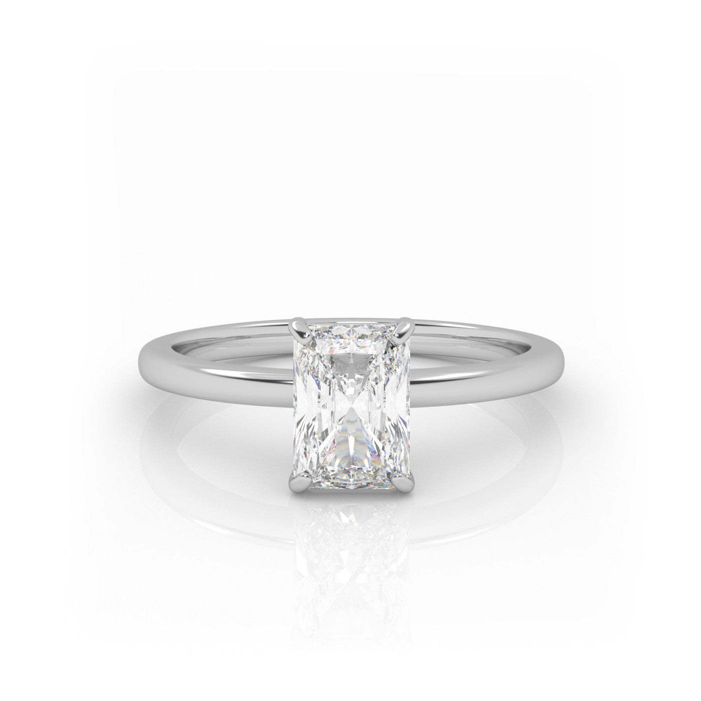 Pierścionek Zaręczynowy Solitarny z Białego Złota 18k z Diamentem o Szlifie Radiant