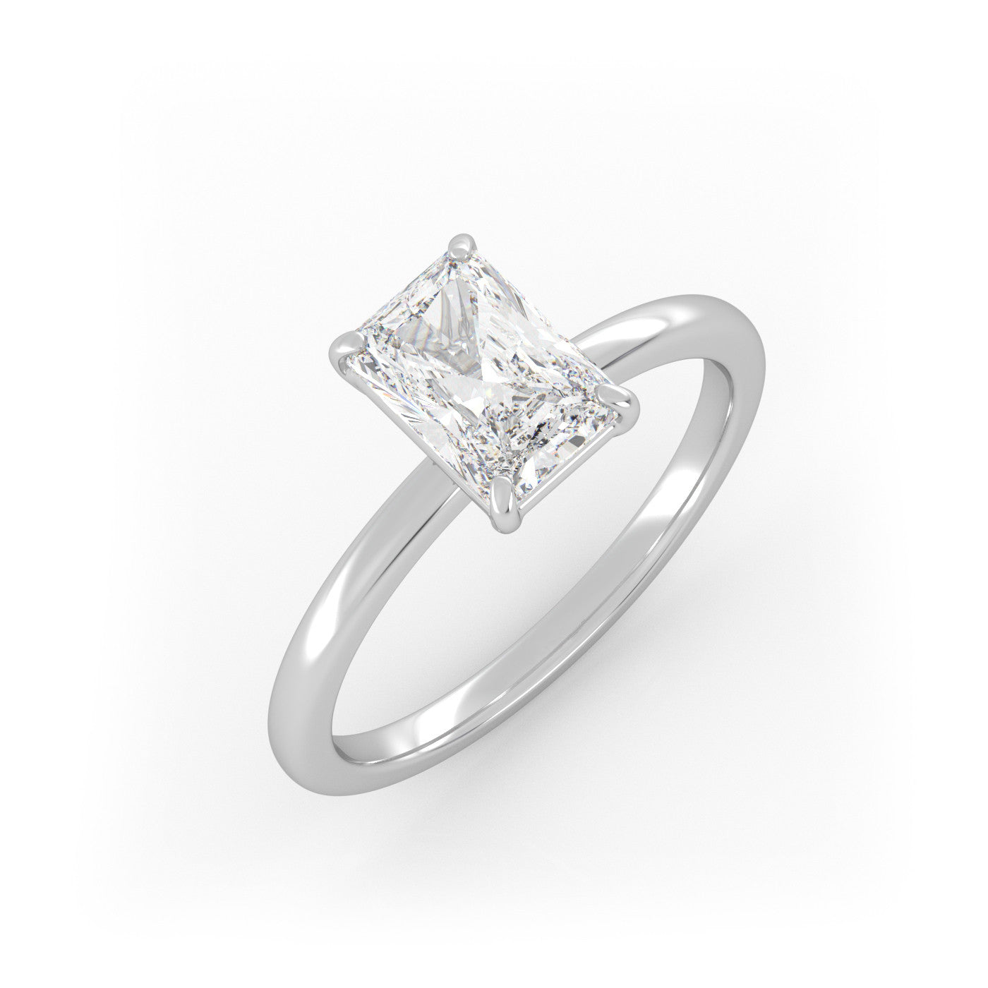 Pierścionek Zaręczynowy Solitarny z Białego Złota 18k z Diamentem o Szlifie Radiant