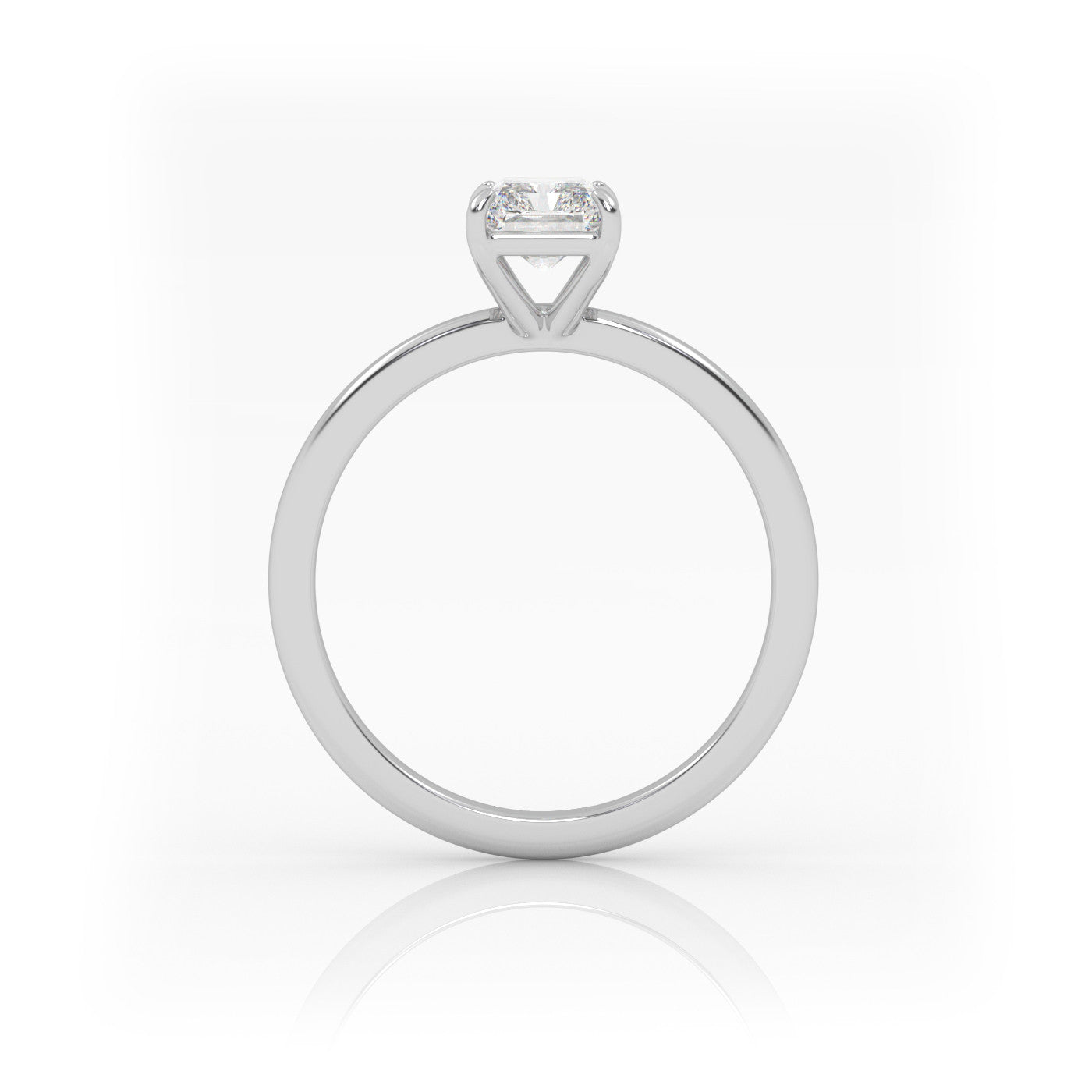 Pierścionek Zaręczynowy Solitarny z Białego Złota 18k z Diamentem o Szlifie Radiant