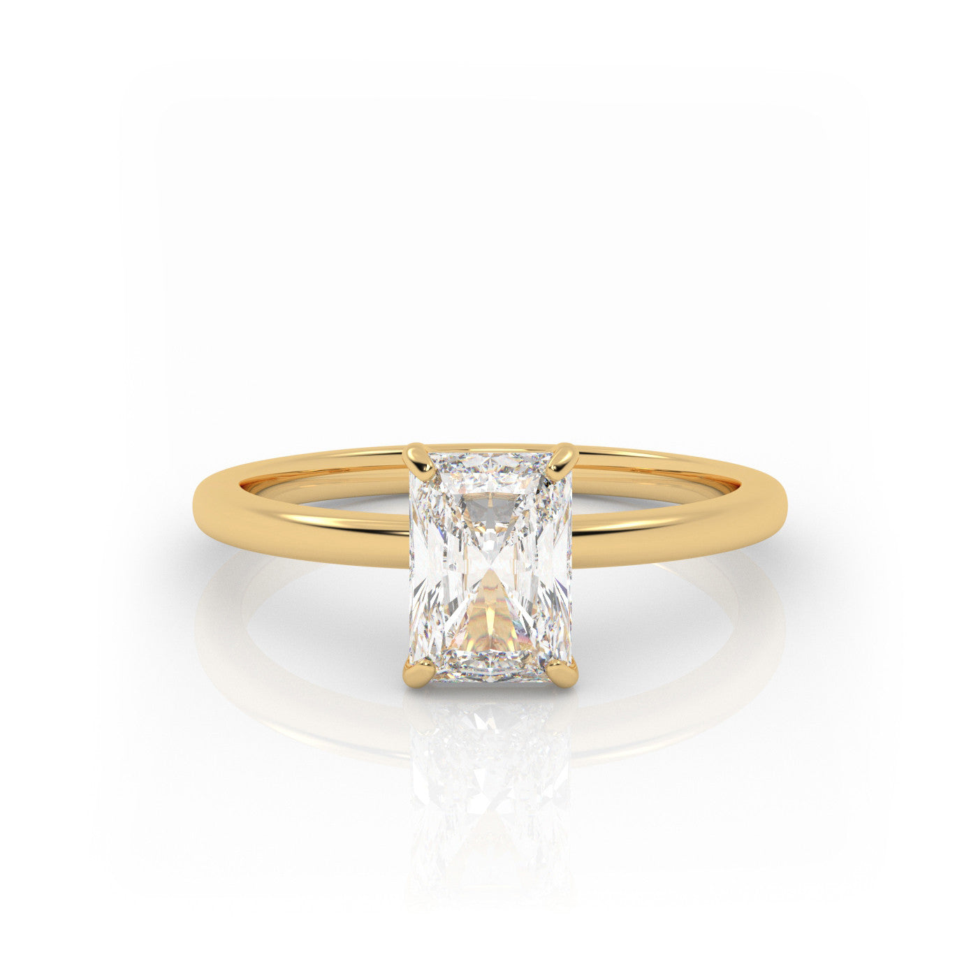 Pierścionek Zaręczynowy Solitarny z Żółtego Złota 18k z Diamentem o Szlifie Radiant