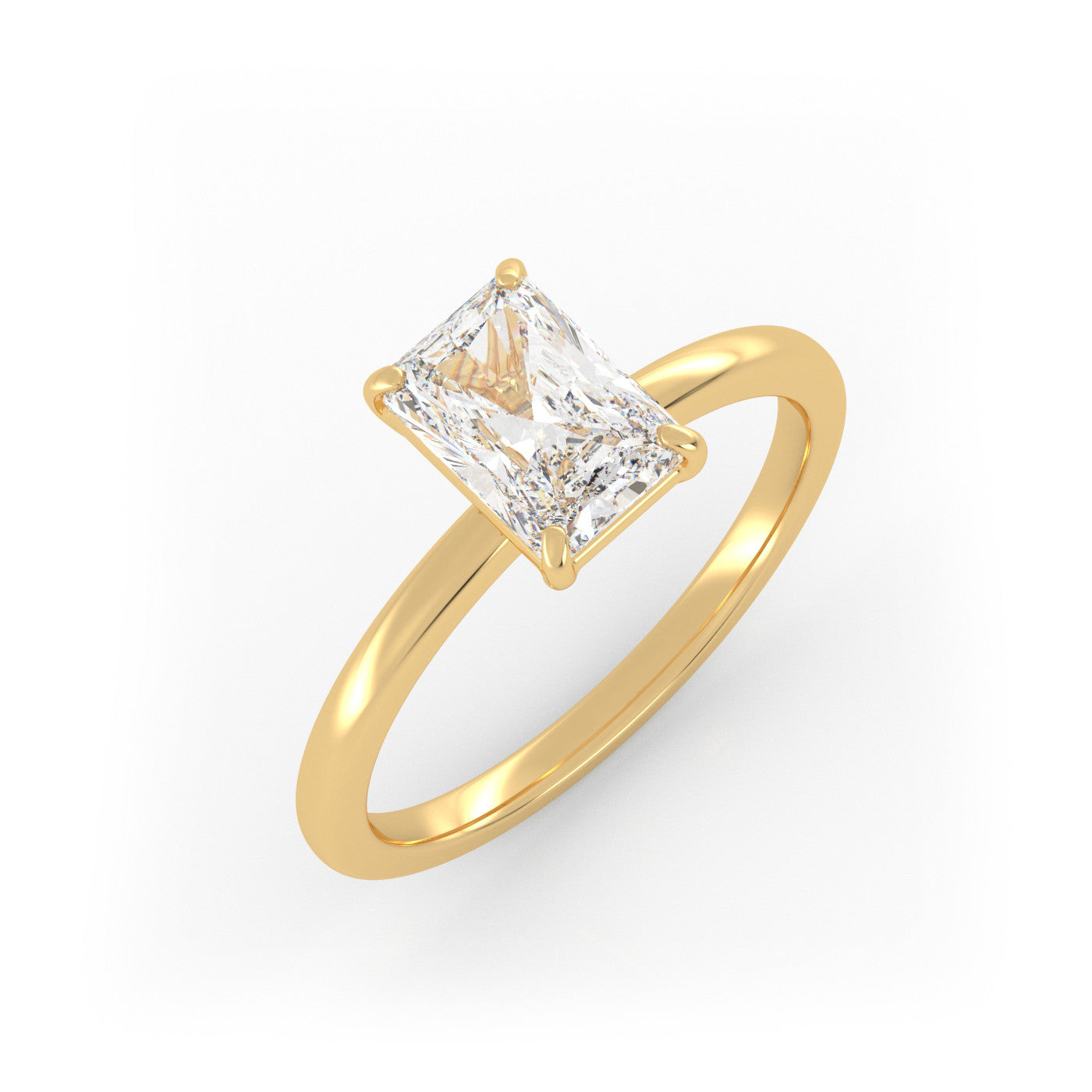 Pierścionek Zaręczynowy Solitarny z Żółtego Złota 18k z Diamentem o Szlifie Radiant