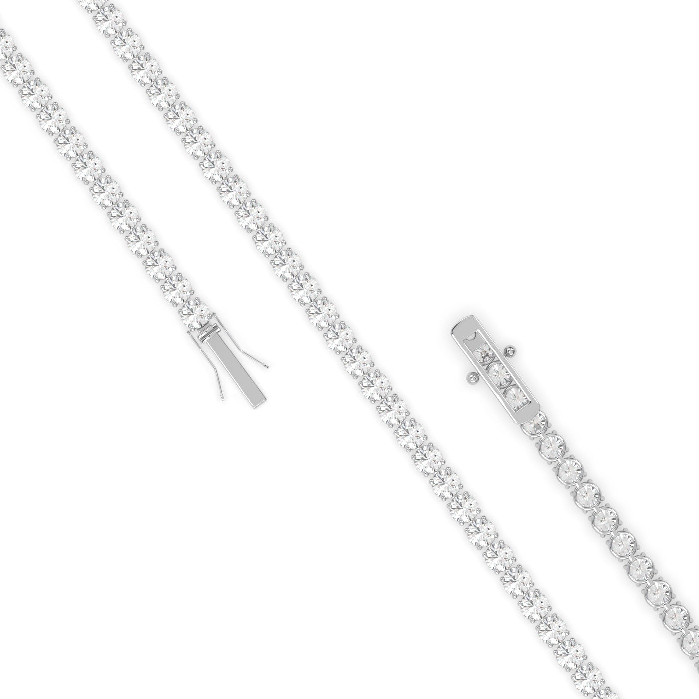 Naszyjnik Tenisowy z Białego Złota 18k z Okrągłymi Diamentami o Średnicy 2.5 mm