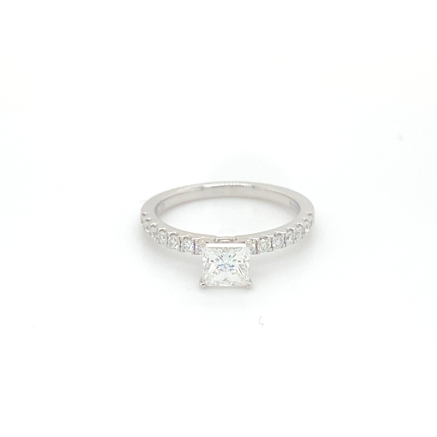 Pierścionek z Białego Złota z Diamentem Księżniczką 0.71 ct i Oprawą Pavé 0.56 ct