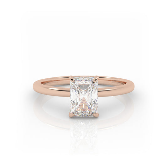 Pierścionek Zaręczynowy Solitarny z Różowego Złota 18k z Diamentem o Szlifie Radiant