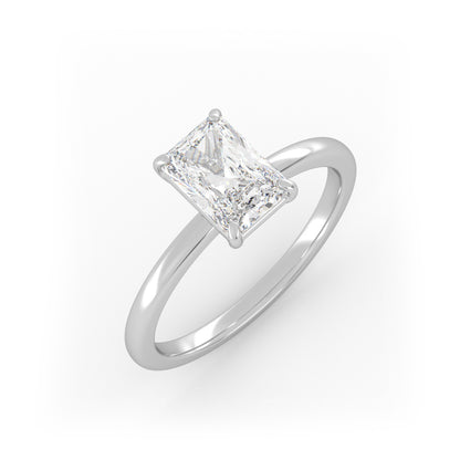 Pierścionek Zaręczynowy Solitarny z Białego Złota 18k z Diamentem o Szlifie Radiant