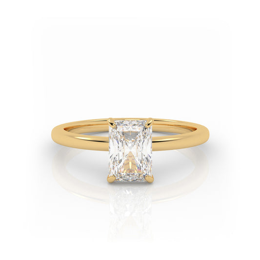 Pierścionek Zaręczynowy Solitarny z Żółtego Złota 18k z Diamentem o Szlifie Radiant