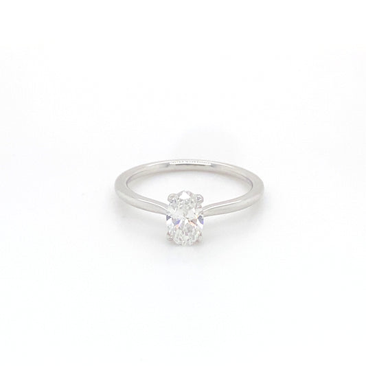 Pierścionek Solitarny z Białego Złota 18k z Owalnym Diamentem 0.65 ct