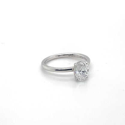 Pierścionek z Białego Złota 18k z 1.10 ct Owalnym Diamentem
