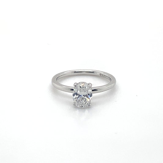 Pierścionek z Białego Złota 18k z 1.10 ct Owalnym Diamentem